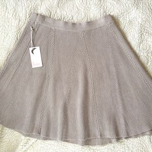 Luna Ribbed A-Line Knit Skirt — Taupe